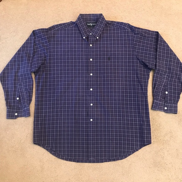Ralph Lauren Other - Ralph Lauren Blake Mens Long Sleeve Shirt Large Purple Blue Two Ply Cotton Pony
